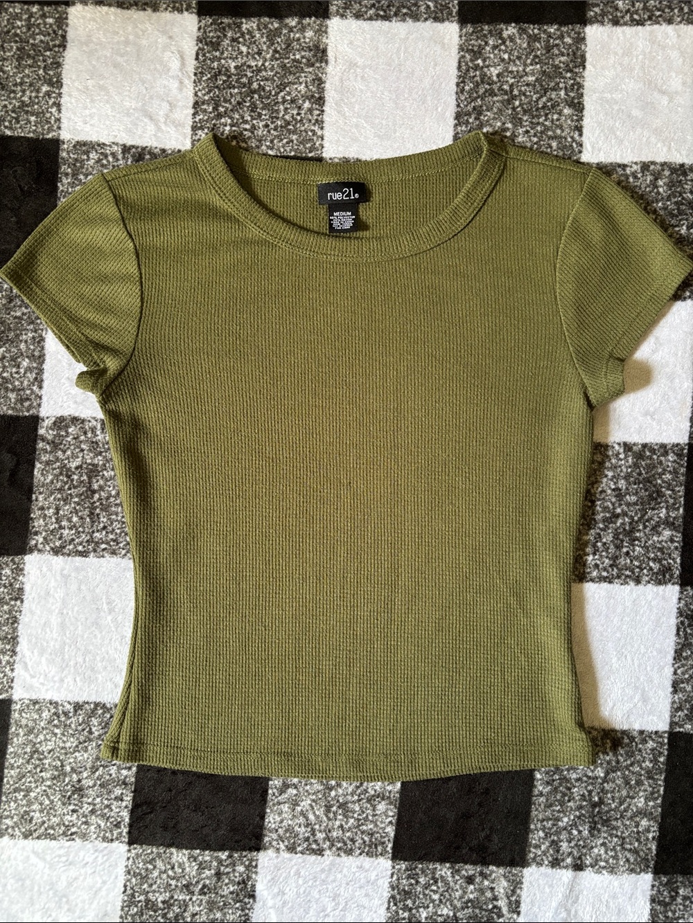 rue21 Olive Ribbed Short Sleeve Tee